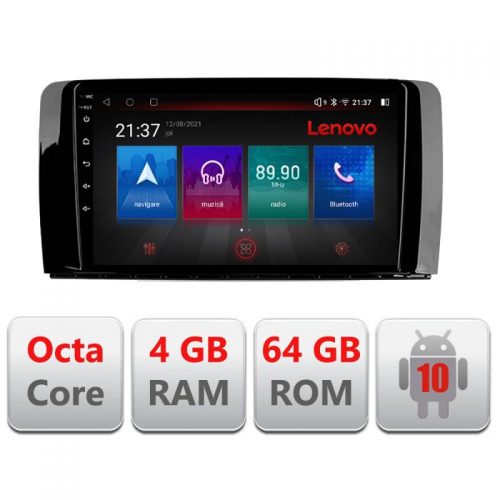 VPX Navigatie dedicata Lenovo Mercedes Clasa R E-215, Octacore, 4Gb RAM, 64Gb Hdd, 4G, Qled, 360, DSP, Carplay,Bluetooth