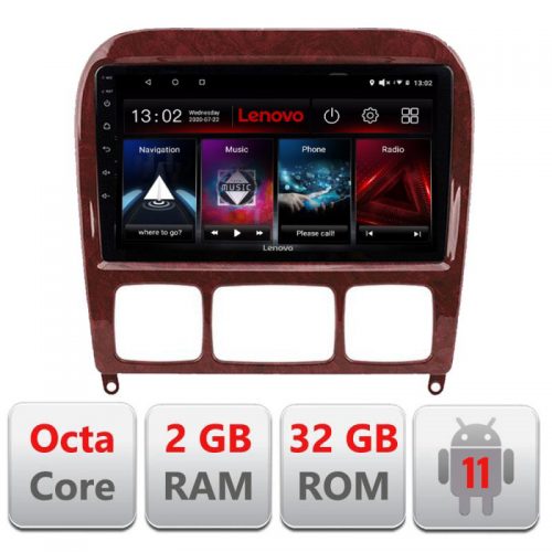 VPX Navigatie dedicata Lenovo Mercedes Clasa S 1998-2005 D-220, Octacore Qualcomm, 2Gb RAM, 32Gb Hdd, 4G, Qled, DSP, Carplay, Bluetooth