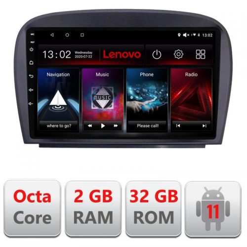 VPX Navigatie dedicata Lenovo Mercedes SL W230 2004-2011 D-W230, Octacore Qualcomm, 2Gb RAM, 32Gb Hdd, 4G, Qled, DSP, Carplay, Bluetooth