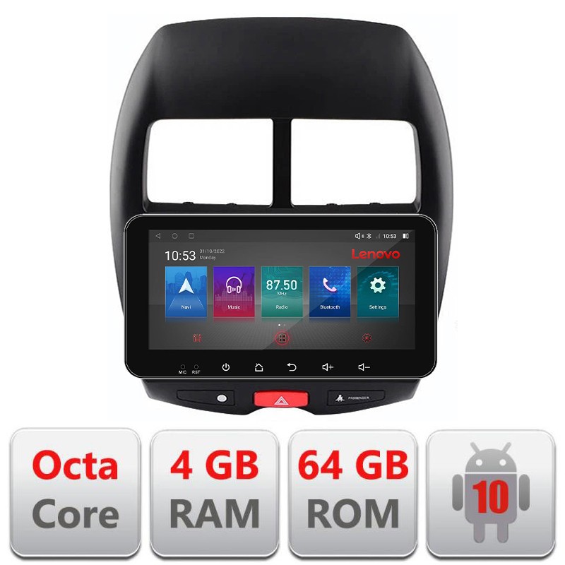 Navigatie dedicata Lenovo Mistubishi ASX I-026 4+64, Ecran QLED 10.33", Octacore, 4Gb RAM, 64Gb Memorie, 4G, 360, DSP, Carplay,Bluetooth