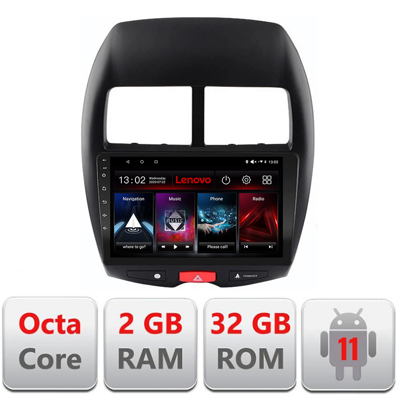 Navigatie dedicata Lenovo Mitsubishi 2013-2017 D-026, Octacore Qualcomm, 2Gb RAM, 32Gb Hdd, 4G, Qled, DSP, Carplay, Bluetooth