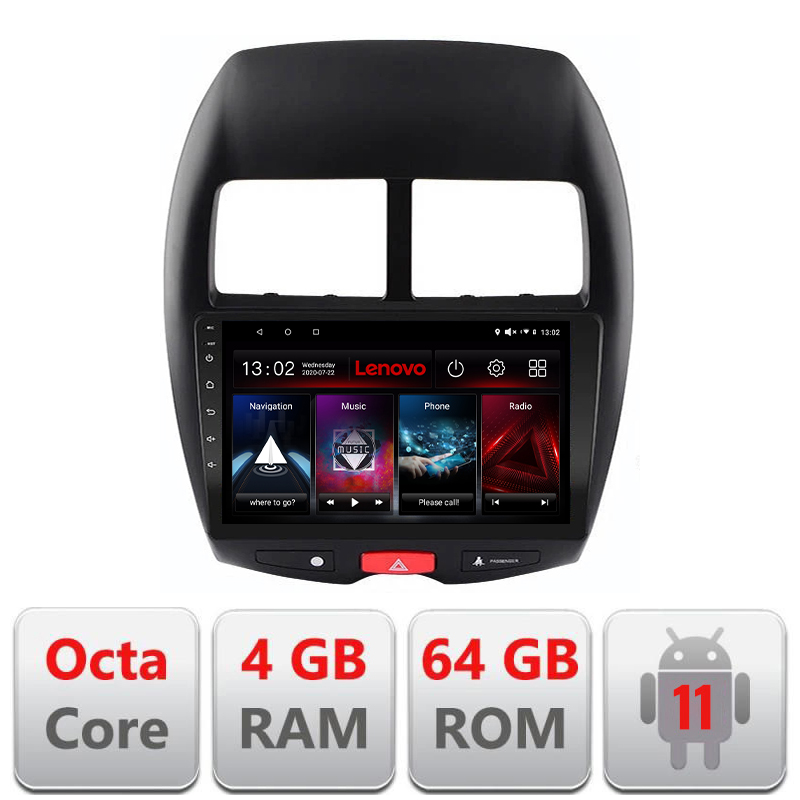 Navigatie dedicata Lenovo Mitsubishi 2013-2017 L-026, Octacore Qualcomm, 4Gb RAM, 64Gb Hdd, 4G, Qled, DSP, Carplay, Bluetooth