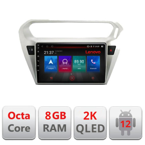 VPX Navigatie dedicata Lenovo Peugeot 301 Citroen C-Elisee M-301 Octacore, 8 Gb RAM, 128 Gb Hdd, 4G, Qled 2K, DSP, Carplay AA, 360,Bluetooth