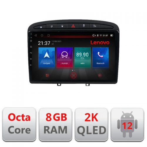 VPX Navigatie dedicata Lenovo Peugeot 308 M-038 Octacore, 8 Gb RAM, 128 Gb Hdd, 4G, Qled 2K, DSP, Carplay AA, 360,Bluetooth