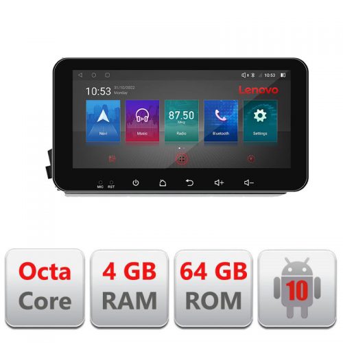 VPX Navigatie dedicata Lenovo Ssangyong Kyron Actyon I-158 4+64, Ecran QLED 10.33″, Octacore, 4Gb RAM, 64Gb Memorie, 4G, 360, DSP, Carplay,Bluetooth