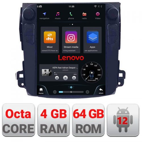 VPX Navigatie dedicata Lenovo tip Tesla Mitsubishi Outlander 2007-2011,Qled 9.7″,Octacore,4Gb RAM,64Gb Hdd,4G,DSP,Carplay,Bluetooth