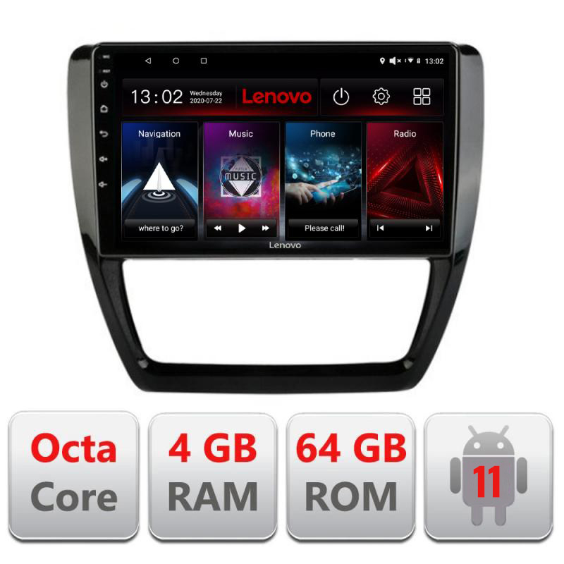 Navigatie dedicata Lenovo VW Jetta 2011-2018 L-JETTA-15, Octacore Qualcomm, 4Gb RAM, 64Gb Hdd, 4G, Qled, DSP, Carplay, Bluetooth