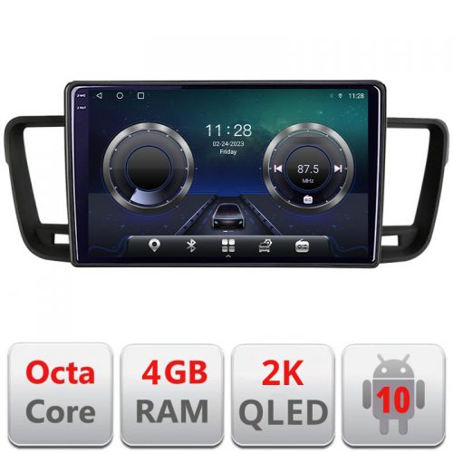 VPX Navigatie dedicata Peugeot 508 C-5637 Android Octa Core Ecran 2K QLED GPS 4G 4+32GB 360 KIT-5637+-E409-2K
