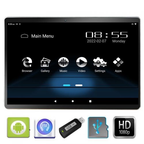 VPX Edotec Travelmate 10 A2 Tetiera cu Android 10″ USB SD 1080p internet Touchscreen