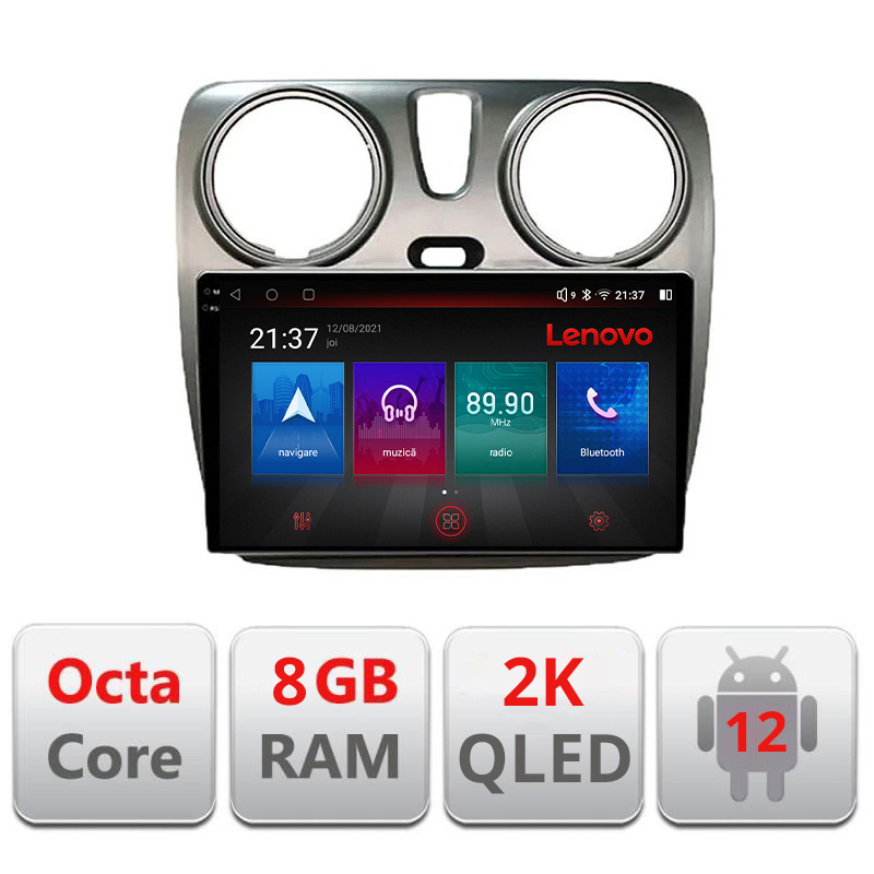 M-dokker Navigatie dedicataDacia Dokker Octa Core Android Radio Bluetooth GPS WIFI/4G DSP LENOVO 2K 8+128GB 360 Toslink
