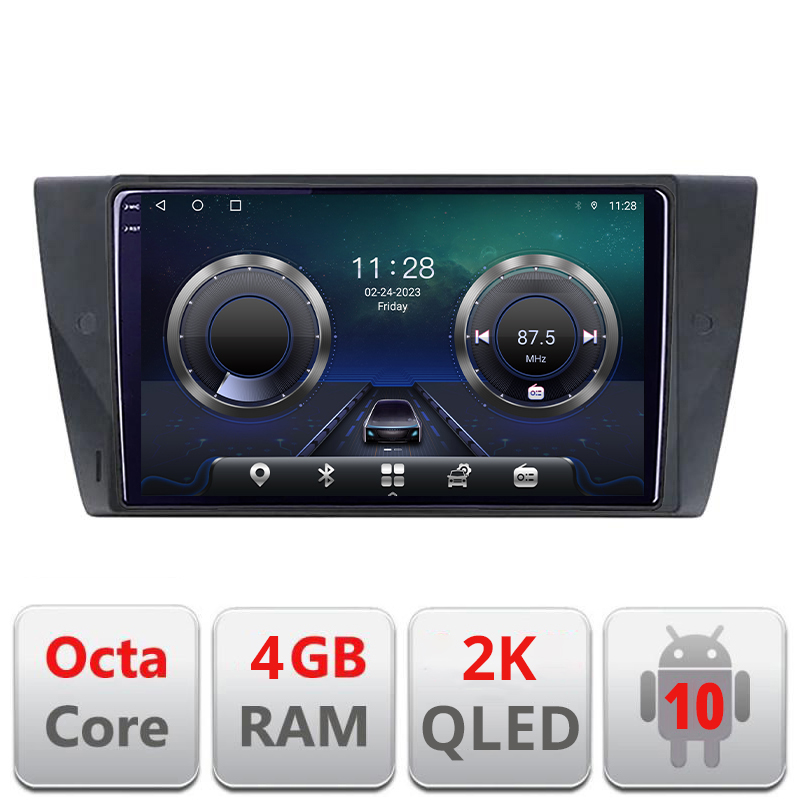 Navigatie dedicata BMW Seria 3 E90 C-095 Android Octa Core Ecran 2K QLED GPS 4G 4+32GB 360 KIT-095+EDT-E409-2K