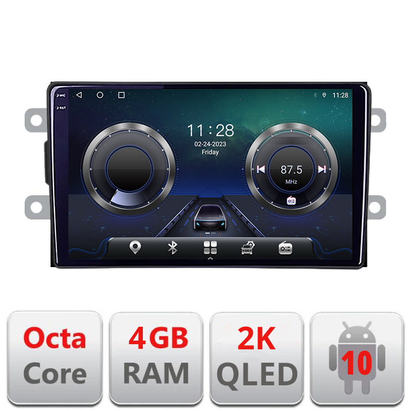 Navigatie dedicata Dacia dupa 2012 C-Dacia Android Octa Core Ecran 2K QLED GPS 4G 4+32GB 360 KIT-Dacia+EDT-E409-2K