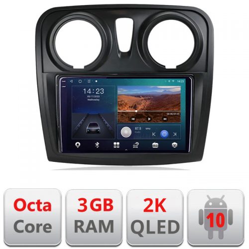 VPX Navigatie dedicata Dacia Sandero Logan Lodgy 2012-2020 B-sandero Android Ecran 2K QLED octa core 3+32 carplay android auto kit-sandero+EDT-E309V3-2K