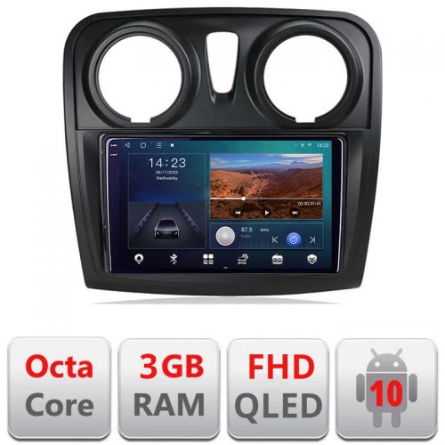 VPX Navigatie dedicata Dacia Sandero Logan Lodgy 2012-2020 B-sandero Android Ecran QLED octa core 3+32 carplay android auto kit-sandero+EDT-E309V3