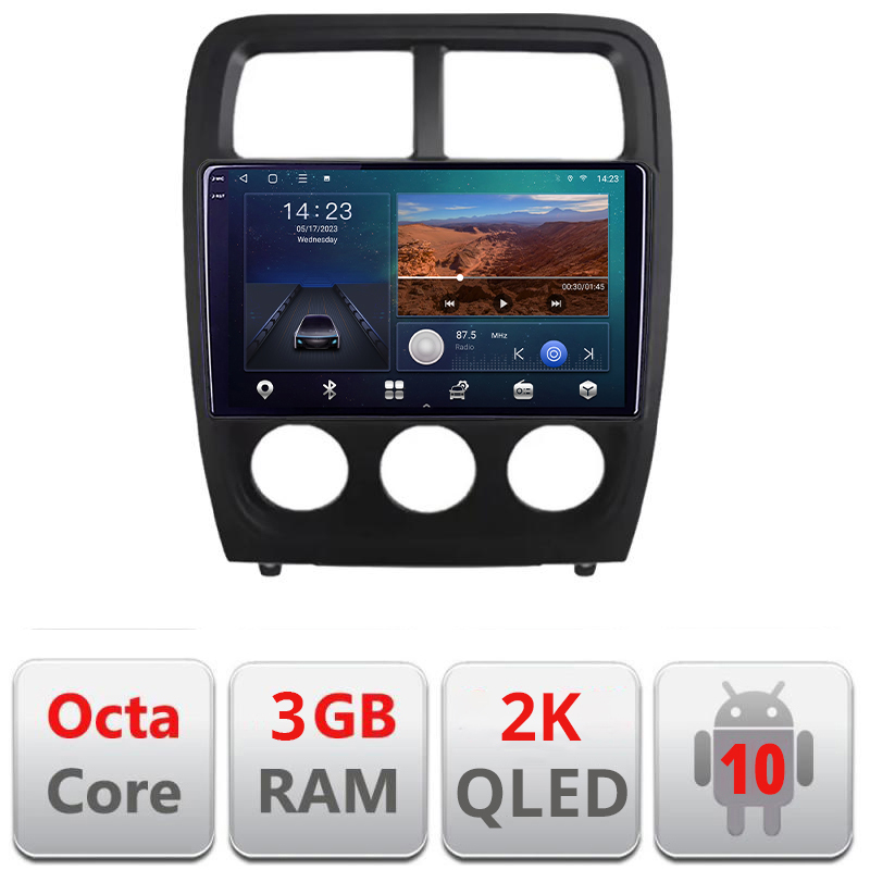 Navigatie dedicata Dodge Caliber 2010-2012 B-CALIBER Android Ecran 2K QLED octa core 3+32 carplay android auto KIT-caliber+EDT-E309V3-2K