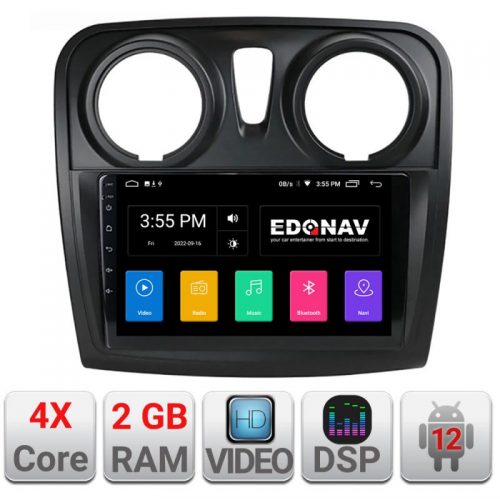 VPX Navigatie dedicata Edonav Dacia Sandero Logan Lodgy 2012-2020 A-sandero Ecran Qled,2Gb Ram,32Gb Hdd,USB,Bluetooth,Wifi