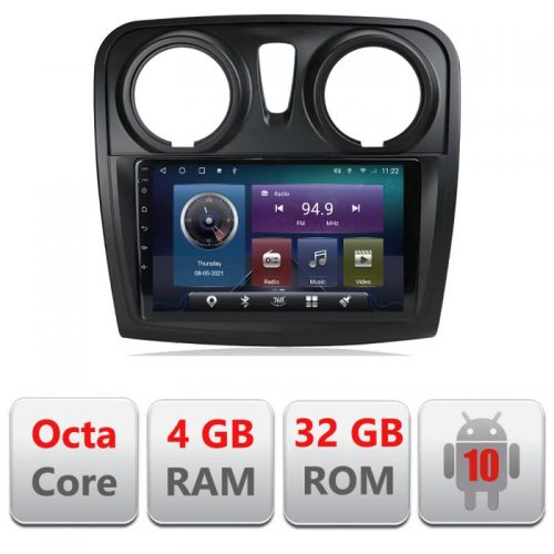 VPX Navigatie dedicata Edonav Dacia Sandero Logan2012-2020 C-sandero,QLED,Octacore,4 Gb RAM,32 Gb Hdd,360,4G,DSP,GPS,Bluetooth