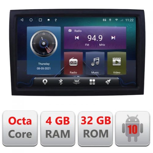 VPX Navigatie dedicata Edonav Fiat ducato 2006- C-ducato,QLED,Octacore,4 Gb RAM,32 Gb Hdd,360,4G,DSP,GPS,Bluetooth