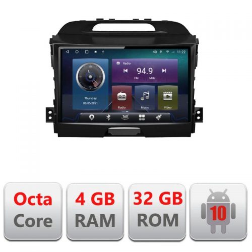 VPX Navigatie dedicata Edonav Kia Sportage 2010- C-325,QLED,Octacore,4 Gb RAM,32 Gb Hdd,360,4G,DSP,GPS,Bluetooth