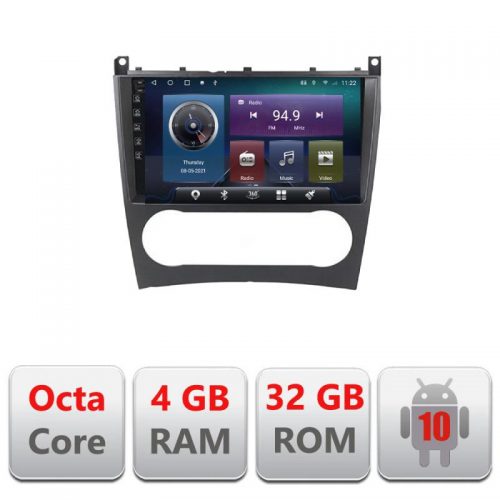 VPX Navigatie dedicata Edonav Mercedes W203 CLC C-093,QLED,Octacore,4 Gb RAM,32 Gb Hdd,360,4G,DSP,GPS,Bluetooth