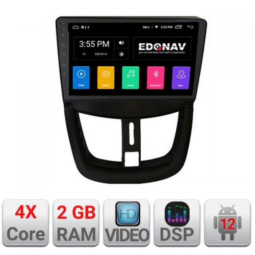 VPX Navigatie dedicata Edonav Peugeot 207 A-PE01 Ecran Qled,2Gb Ram,32Gb Hdd,USB,Bluetooth,Wifi