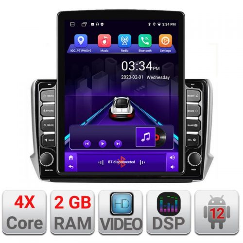 VPX Navigatie dedicata Edonav Peugeot 208 2008 K-PSA ecran Tesla 9.7″ QLED,2Gb RAM,32Gb Hdd,DSP,GPS,Bluetooth