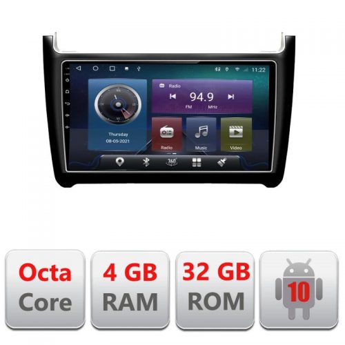 VPX Navigatie dedicata Edonav VW Polo 2014- C-655,QLED,Octacore,4 Gb RAM,32 Gb Hdd,360,4G,DSP,GPS,Bluetooth