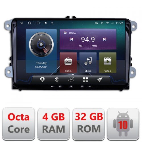 VPX Navigatie dedicata Edonav VW Skoda Seat QLED,Octacore,4 Gb RAM,32 Gb Hdd,360,4G,DSP,GPS,Bluetooth EDT-E505V2