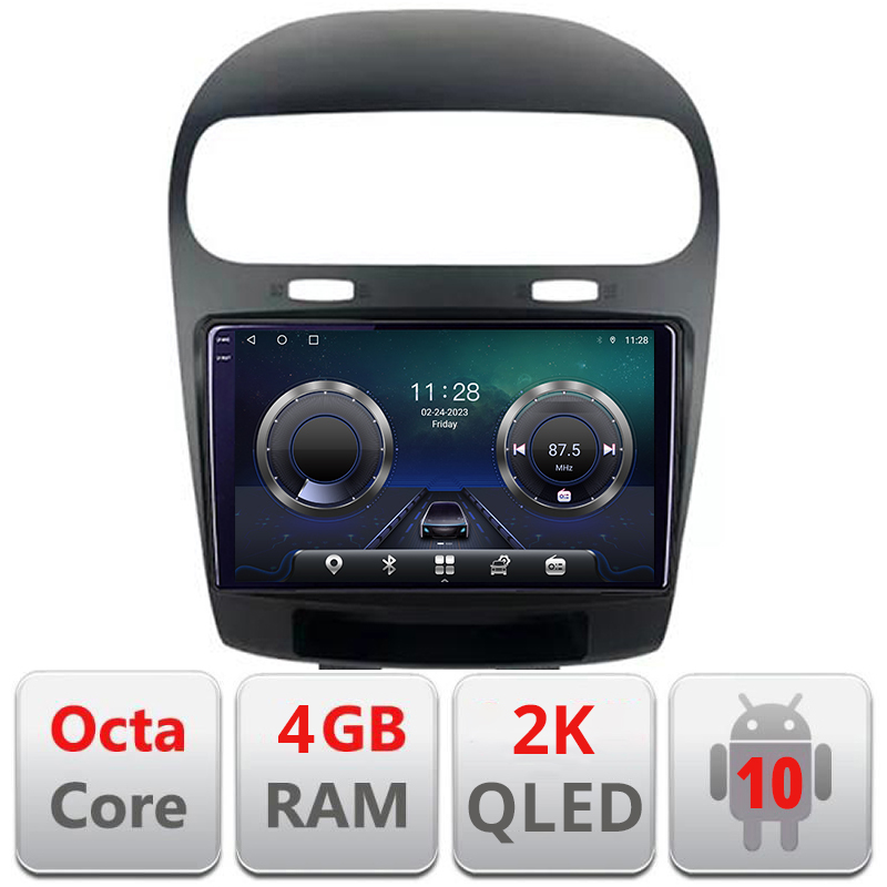 Navigatie dedicata Fiat Freemont Dodge Journey 2012-2019 Android Octa Core Ecran 2K QLED GPS 4G 4+32GB 360 KIT-freemont+EDT-E409-2K