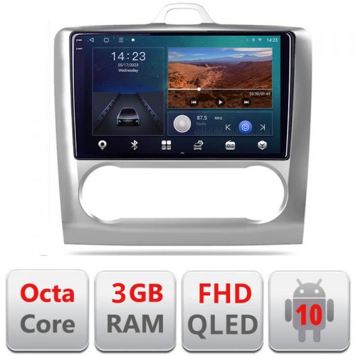VPX Navigatie dedicata Ford Focus 2 Automat B-140-automatic Android Ecran QLED octa core 3+32 carplay android auto KIT-140-AUTOMATIC+EDT-E309V3