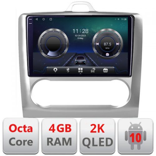 VPX Navigatie dedicata Ford Focus clima automata C-140-automatic Android Octa Core Ecran 2K QLED GPS 4G 4+32GB 360 KIT-140-automatic+EDT-E409-2K