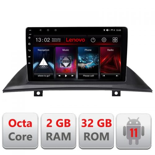 VPX Navigatie dedicata Lenovo BMW X3 2004-2012 D-083, Octacore Qualcomm, 2Gb RAM, 32Gb Hdd, 4G, Qled, DSP, Carplay, Bluetooth