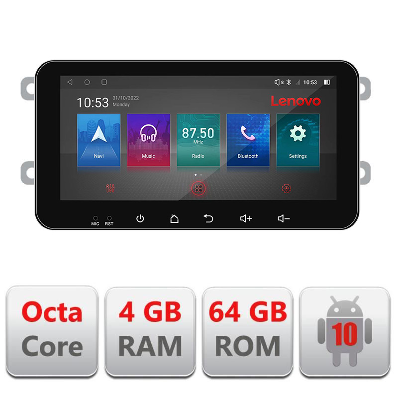 Navigatie dedicata Lenovo Dacia dupa 2012 I-Dacia 4+64, Ecran QLED 10.33", Octacore, 4Gb RAM, 64Gb Memorie, 4G, 360, DSP, Carplay,Bluetooth