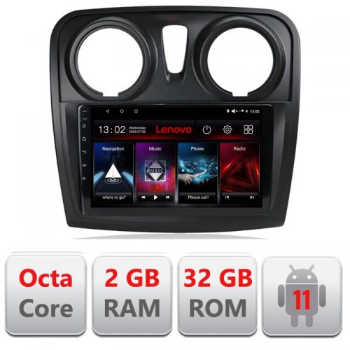 VPX Navigatie dedicata Lenovo Dacia Sandero Logan 2012-2020 D-sandero, Octacore Qualcomm, 2Gb RAM, 32Gb Hdd, 4G, Qled, DSP, Carplay, Bluetooth