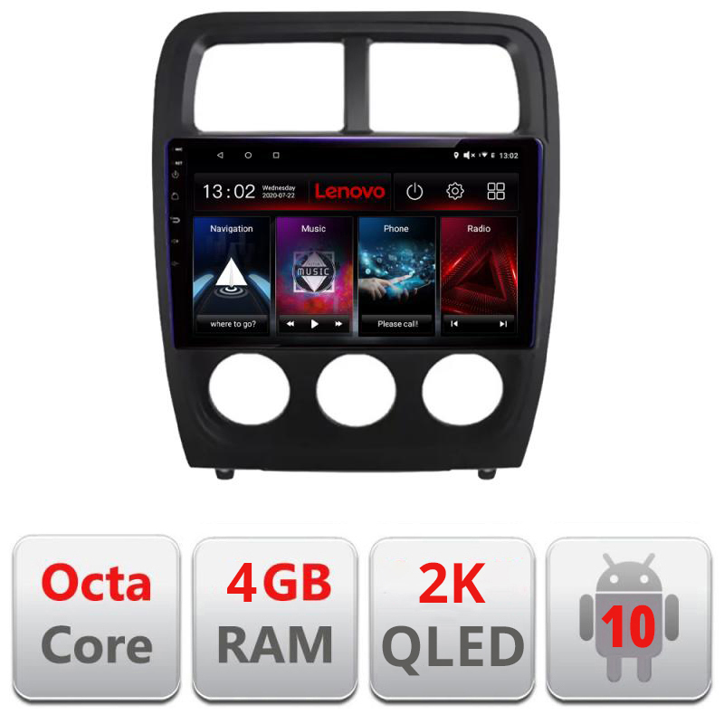 Navigatie dedicata Lenovo Dodge Caliber 2010-2012 L-CALIBER, Octacore, 4Gb RAM, 64Gb Hdd, 4G, QLED 2K, DSP, Carplay, Bluetooth