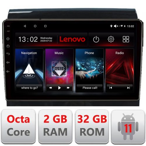 VPX Navigatie dedicata Lenovo Ducato Jumper Expert 2006-2018, Octacore Qualcomm, 2Gb RAM, 32Gb Hdd, 4G, Qled, DSP, Carplay, Bluetooth