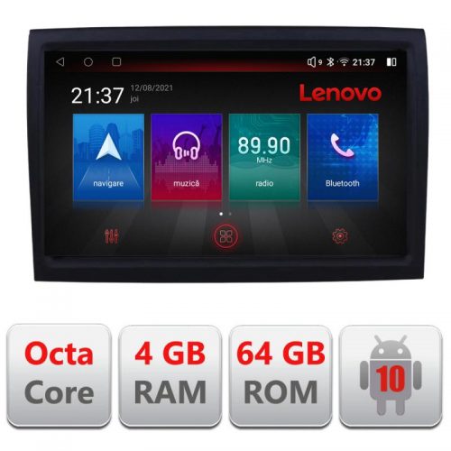 VPX Navigatie dedicata Lenovo Fiat Ducato 2006- E-DUCATO, Octacore, 4Gb RAM, 64Gb Hdd, 4G, Qled, 360, DSP, Carplay,Bluetooth