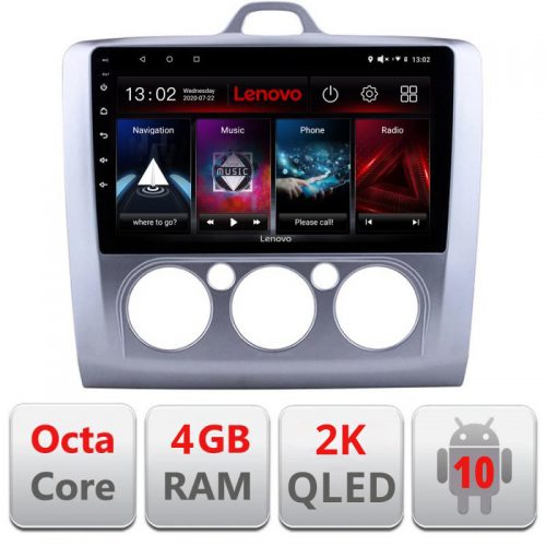 VPX Navigatie dedicata Lenovo Ford Focus 2 Manual L-140-manual, Octacore, 4Gb RAM, 64Gb Hdd, 4G, QLED 2K, DSP, Carplay, Bluetooth