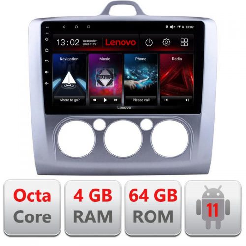 VPX Navigatie dedicata Lenovo Ford Focus 2 Manual L-140-manual, Octacore Qualcomm, 4Gb RAM, 64Gb Hdd, 4G, Qled, DSP, Carplay, Bluetooth