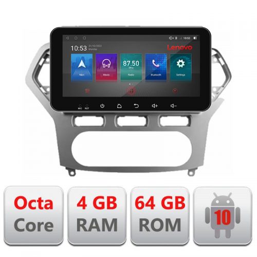VPX Navigatie dedicata Lenovo Ford Mondeo 2006-2010 I-MONDEO-AC 4+64, Ecran QLED 10.33″, Octacore, 4Gb RAM, 64Gb Memorie, 4G, 360, DSP, Carplay,Bluetooth