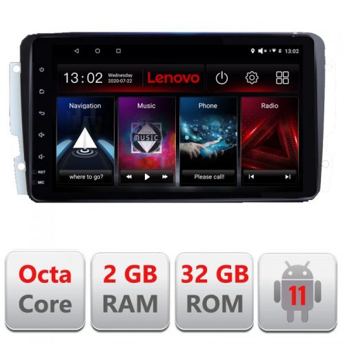 VPX Navigatie dedicata Lenovo Mercedes C 2001-2004 CLK G D-171, Octacore Qualcomm, 2Gb RAM, 32Gb Hdd, 4G, Qled, DSP, Carplay, Bluetooth