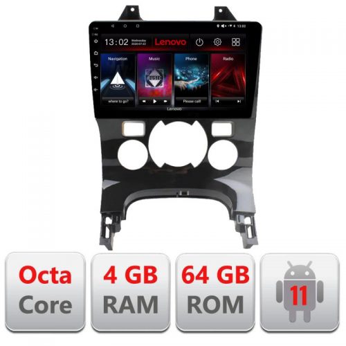 VPX Navigatie dedicata Lenovo Peugeot 3008 L-323, Octacore Qualcomm, 4Gb RAM, 64Gb Hdd, 4G, Qled, DSP, Carplay, Bluetooth