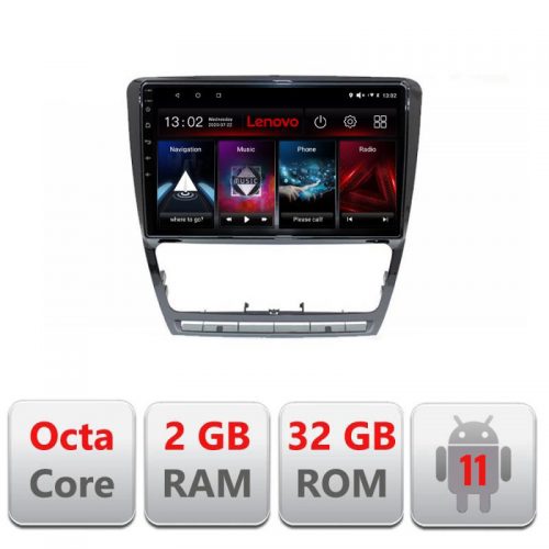 VPX Navigatie dedicata Lenovo Skoda Octavia 2 2005-2013 D-005, Octacore Qualcomm, 2Gb RAM, 32Gb Hdd, 4G, Qled, DSP, Carplay, Bluetooth