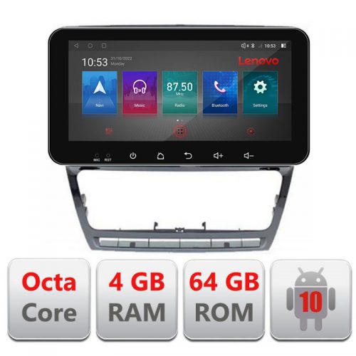 VPX Navigatie dedicata Lenovo Skoda Octavia 2 2005-2013 I-005 4+64, Ecran QLED 10.33″, Octacore, 4Gb RAM, 64Gb Memorie, 4G, 360, DSP, Carplay,Bluetooth