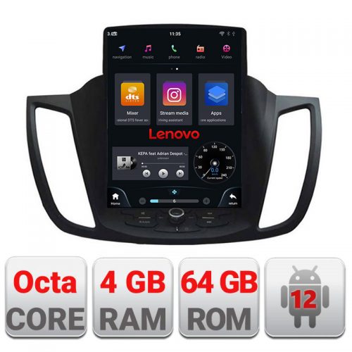 VPX Navigatie dedicata Lenovo tip Tesla Ford Kuga 2013-2020,Qled 9.7″,Octacore,4Gb RAM,64Gb Hdd,4G,DSP,Carplay,Bluetooth