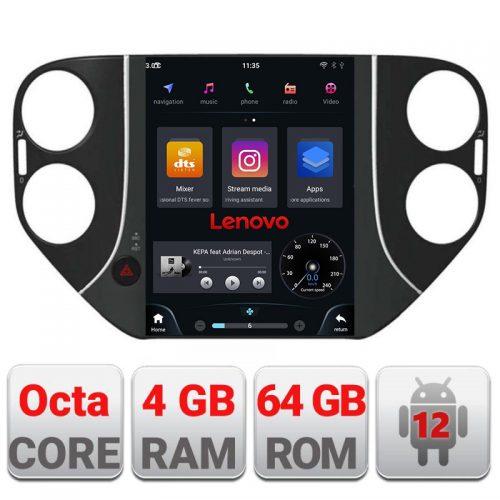 VPX Navigatie dedicata Lenovo tip Tesla VW Tiguan 2013-2016,Qled 9.7″,Octacore,4Gb RAM,64Gb Hdd,4G,DSP,Carplay,Bluetooth