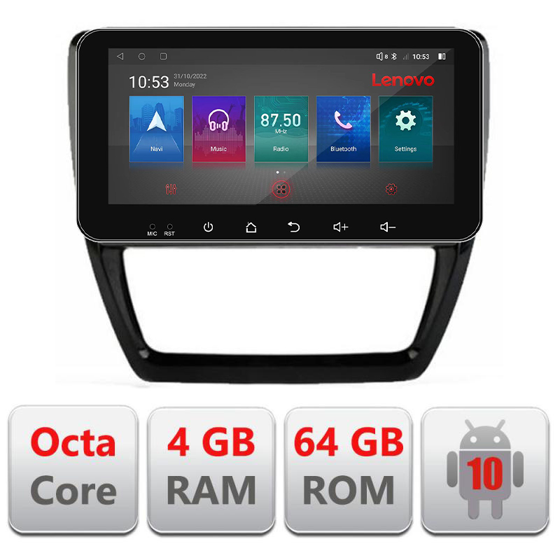 Navigatie dedicata Lenovo VW Jetta 2011-2018 I-JETTI-15 4+64, Ecran QLED 10.33", Octacore, 4Gb RAM, 64Gb Memorie, 4G, 360, DSP, Carplay,Bluetooth