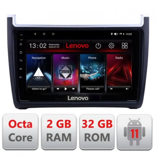 VPX Navigatie dedicata Lenovo VW Polo 2014-2017 D-655, Octacore Qualcomm, 2Gb RAM, 32Gb Hdd, 4G, Qled, DSP, Carplay, Bluetooth