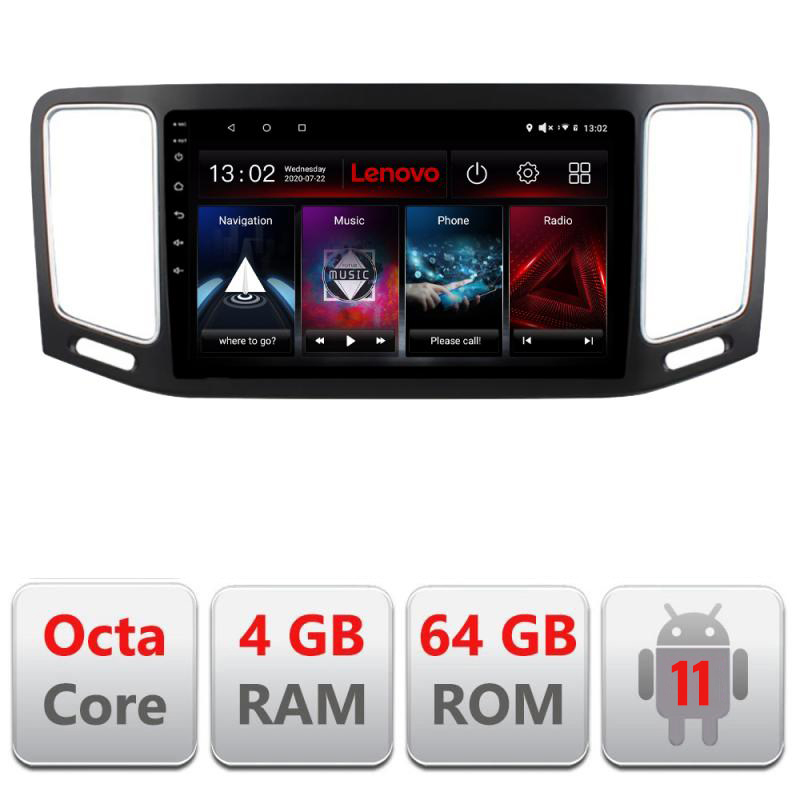 Navigatie dedicata Lenovo VW Sharan 2011-2020 L-SHARAN, Octacore Qualcomm, 4Gb RAM, 64Gb Hdd, 4G, Qled, DSP, Carplay, Bluetooth