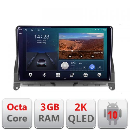VPX Navigatie dedicata Mercedes W204 2008-2012 B-W204 Android Ecran 2K QLED octa core 3+32 carplay android auto KIT-W204+EDT-E309V3-2K